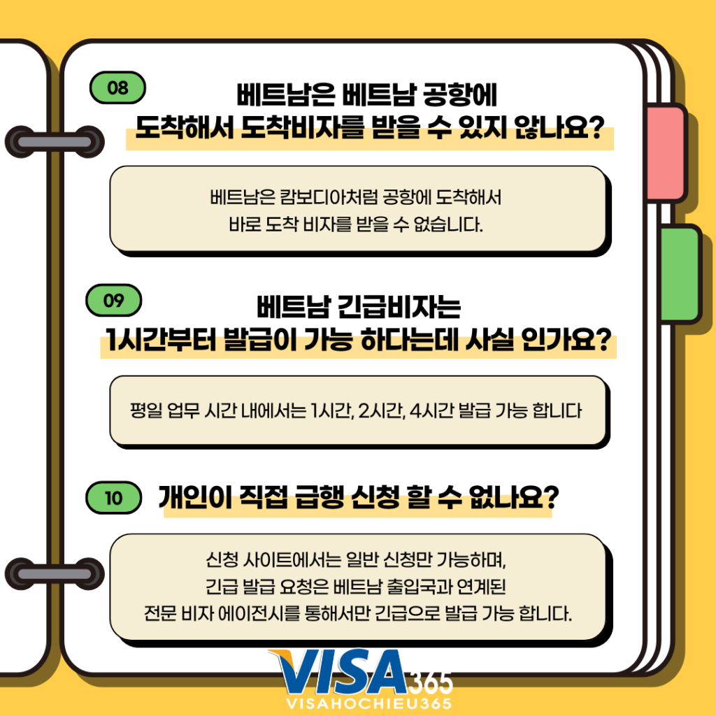 베트남 E-비자와 관련하여 자주 하시는 질문과 답변 5